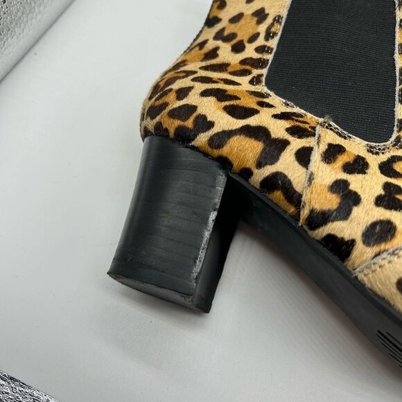 Coach and Four Tate Tan Brown Leopard Print Calf Hair Ankle Boot - Picture 9 of 12